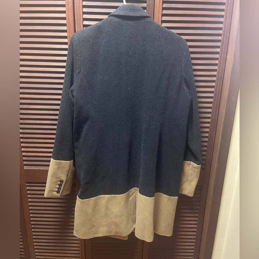 Michael Kors Wool Blend Long Coat Trench Double Breasted Camel Gray Size 8 - Picture 4 of 5